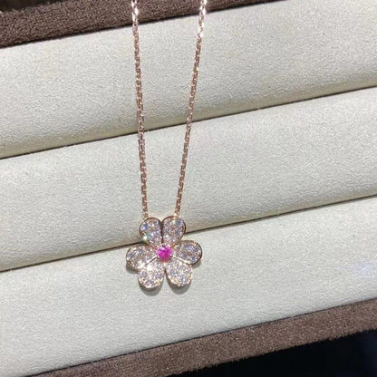 [Raffine] COLLAR FRIVOLE DE FLOR DE ORO ROSA CON DIAMANTES