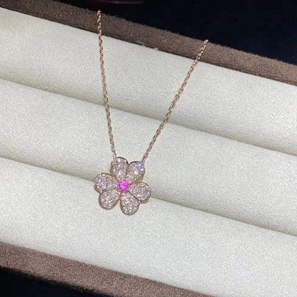 [Raffine] COLLAR FRIVOLE DE FLOR DE ORO ROSA CON DIAMANTES