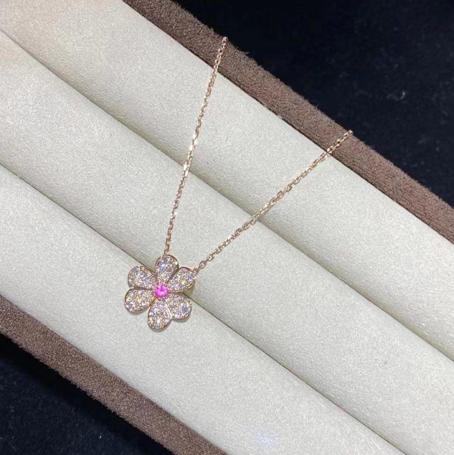 [Raffine] COLLAR FRIVOLE DE FLOR DE ORO ROSA CON DIAMANTES