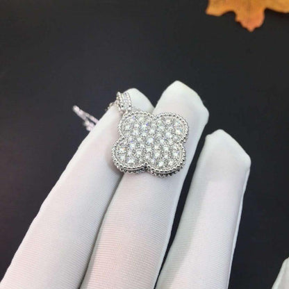 [Raffine] COLLAR DE TRÉBOL GRANDE DE PLATA DE 25 MM CON DIAMANTES