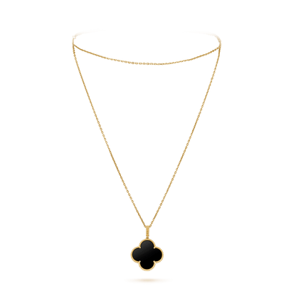 [Raffine] COLLAR DE TRÉBOL GRANDE DE ÓNIX ORO DE 25 MM