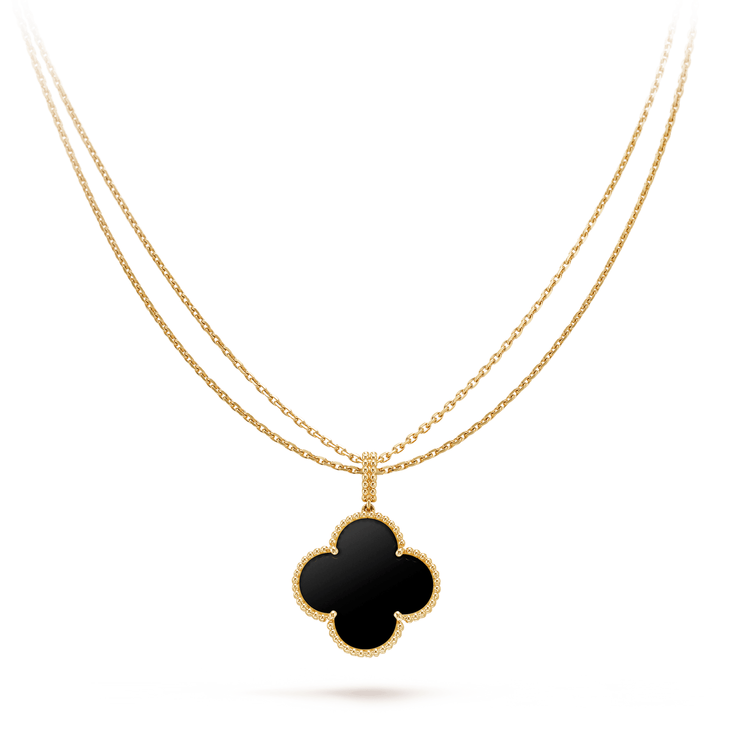 [Raffine] COLLAR DE TRÉBOL GRANDE DE ÓNIX ORO DE 25 MM