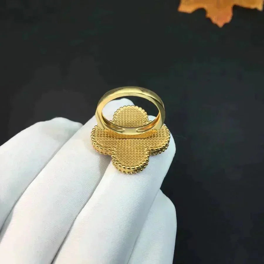 [Raffine] ANILLO DE MALAQUITA CON TRÉBOL