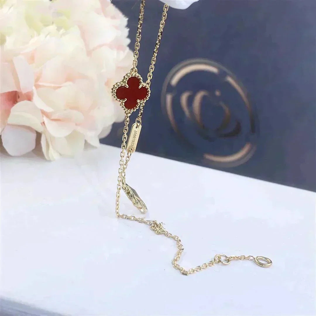 [Raffine]CLOVER  CARNELIAN SINGLE FLOWER BRACELET
