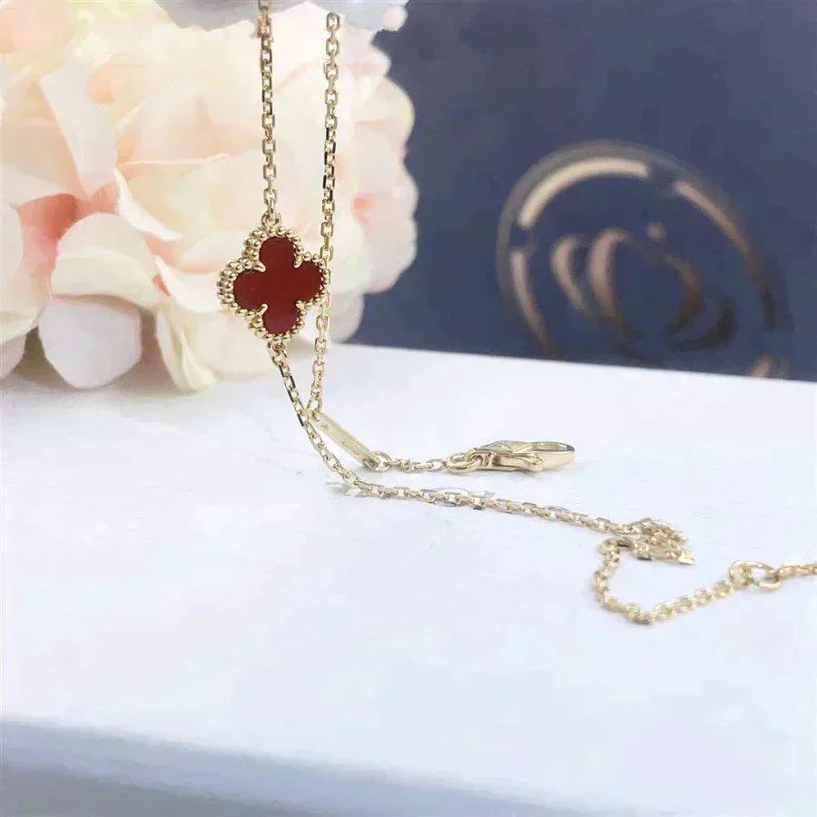 [Raffine]CLOVER  CARNELIAN SINGLE FLOWER BRACELET