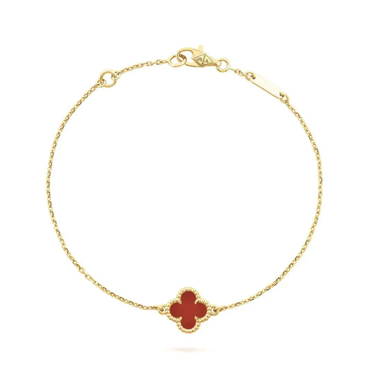 [Raffine]CLOVER  CARNELIAN SINGLE FLOWER BRACELET