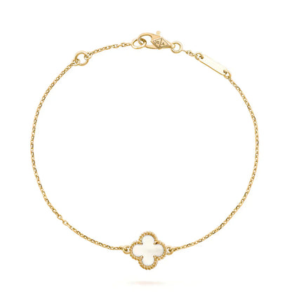 [Raffine]CLOVER WHITE MOP SINGLE FLOWER BRACELET