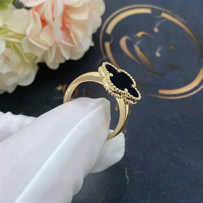 [Raffine]Anillo de ónix y trébol