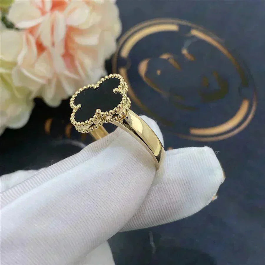 [Raffine]Anillo de ónix y trébol