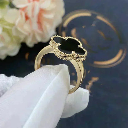 [Raffine]Anillo de ónix y trébol
