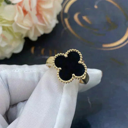 [Raffine]Anillo de ónix y trébol