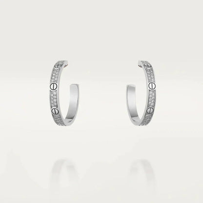 [Raffine]LOVE DIAMOND SILVER HOOP EARRINGS