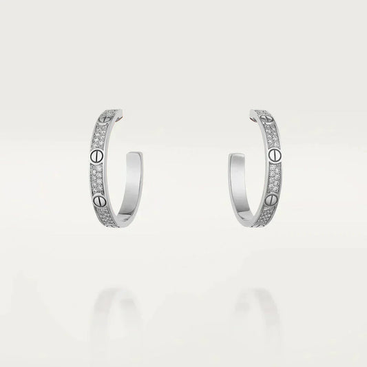 [Raffine]LOVE DIAMOND SILVER HOOP EARRINGS
