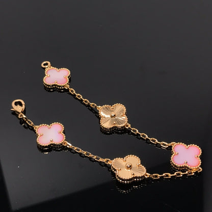 [Raffine]CLOVER BRACELET 5 MOTIF PINK AND PINK GOLD