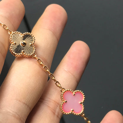 [Raffine]CLOVER BRACELET 5 MOTIF PINK AND PINK GOLD