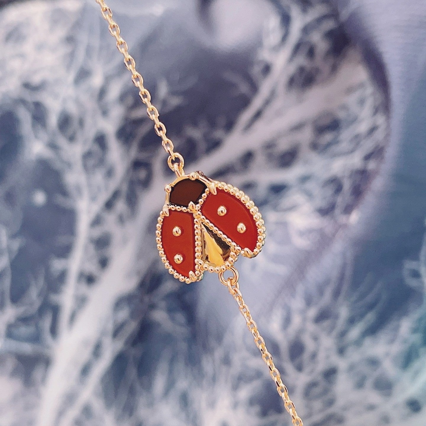 [Raffine]LUCKY SPRING 1 MOTIF PINK GOLD BRACELET