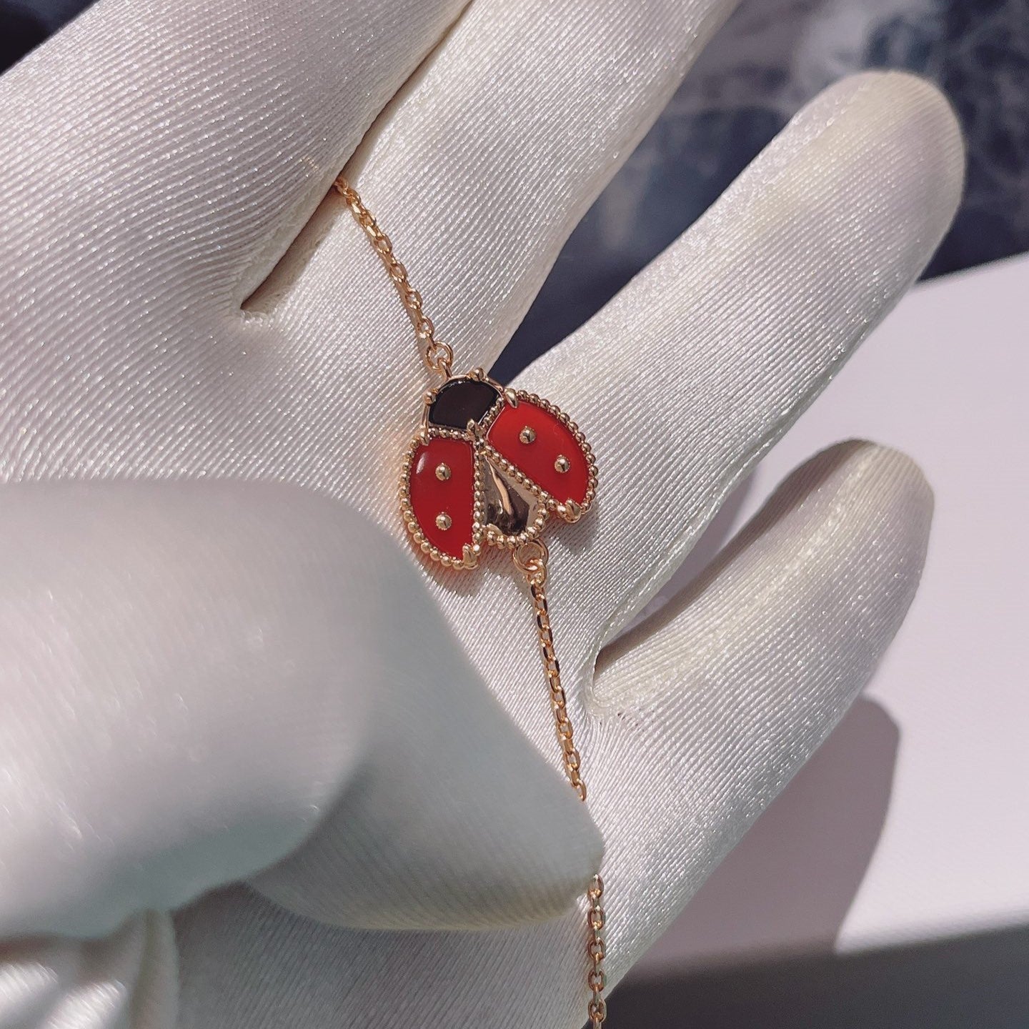 [Raffine]LUCKY SPRING 1 MOTIF PINK GOLD BRACELET