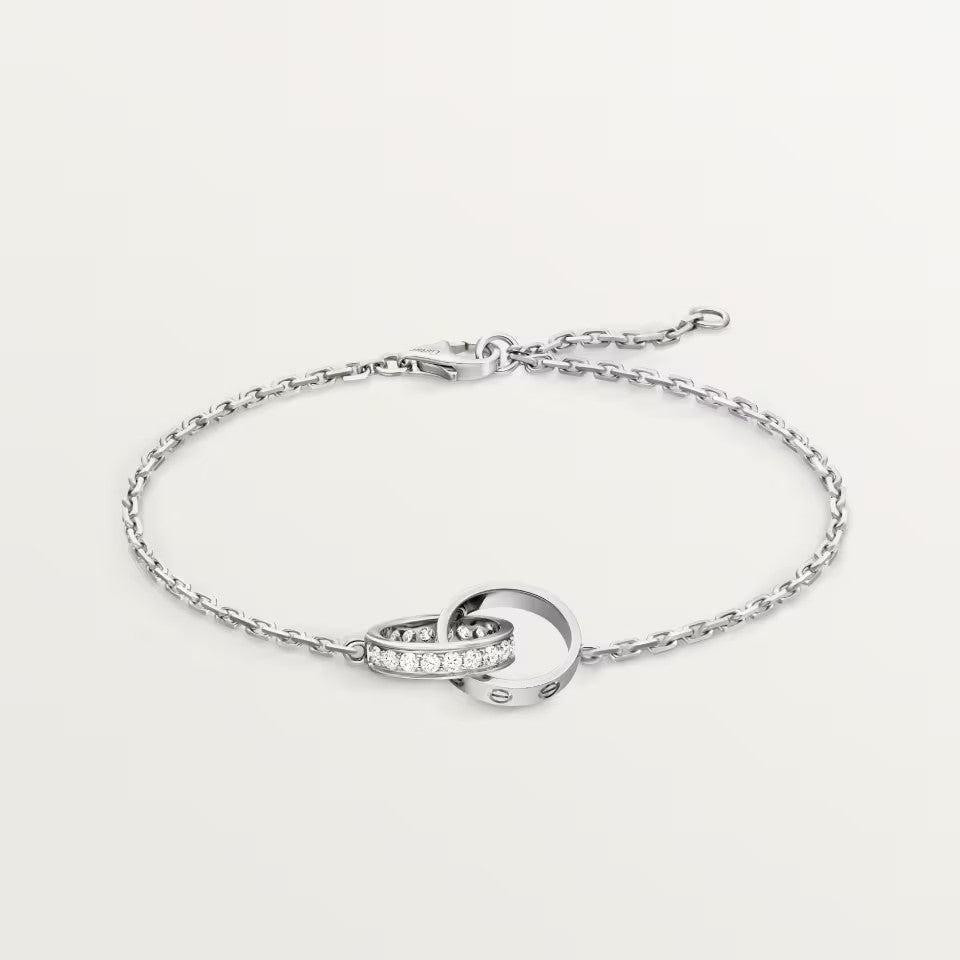 [Raffine]LOVE DOUBLE RING HALF DIAMOND BRACELET
