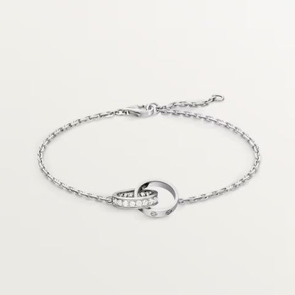 [Raffine]LOVE DOUBLE RING HALF DIAMOND BRACELET
