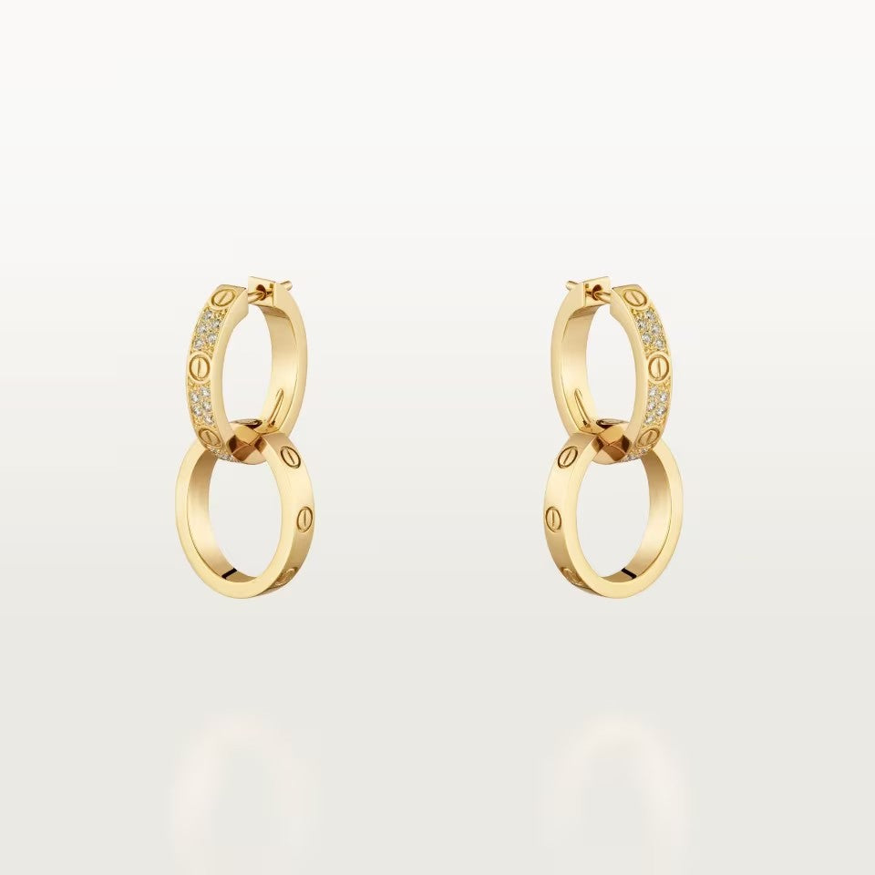 [Raffine]LOVE 3.3MM DANGLE HALF DIAMOND EARRINGS