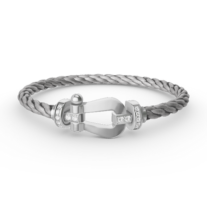 [Raffine]FORCE LARGE HORSESHOE HALF DIAMOND BRACELET SILVER