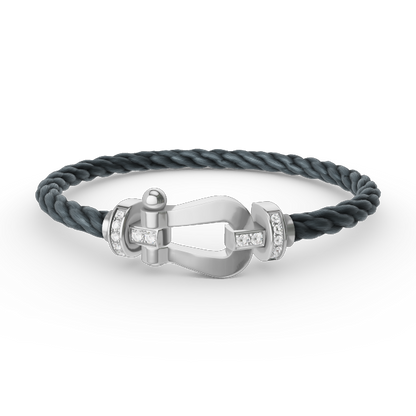 [Raffine]FORCE LARGE HORSESHOE HALF DIAMOND BRACELET SILVER