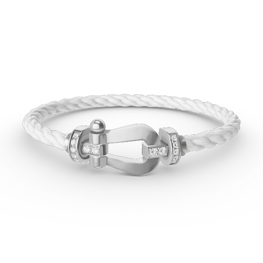 [Raffine]FORCE LARGE HORSESHOE HALF DIAMOND BRACELET SILVER