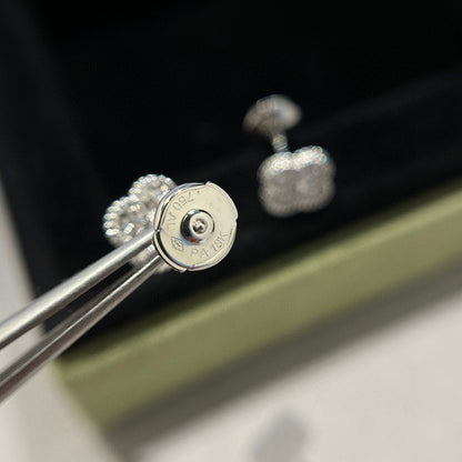 [Raffine]CLOVER MINI DIAMOND STUD EARRINGS