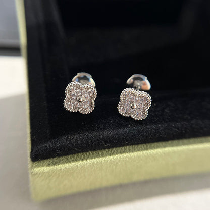 [Raffine]CLOVER MINI DIAMOND STUD EARRINGS