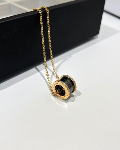 [Raffine]ZERO 1 BLACK CERAMIC DIAMOND PINK GOLD NECKLACE