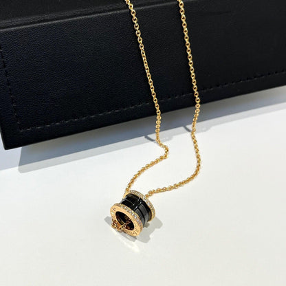 [Raffine]ZERO 1 BLACK CERAMIC DIAMOND PINK GOLD NECKLACE