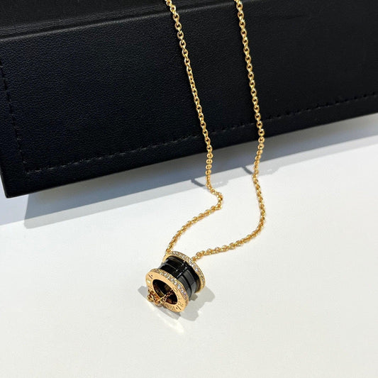 [Raffine]ZERO 1 BLACK CERAMIC DIAMOND PINK GOLD NECKLACE