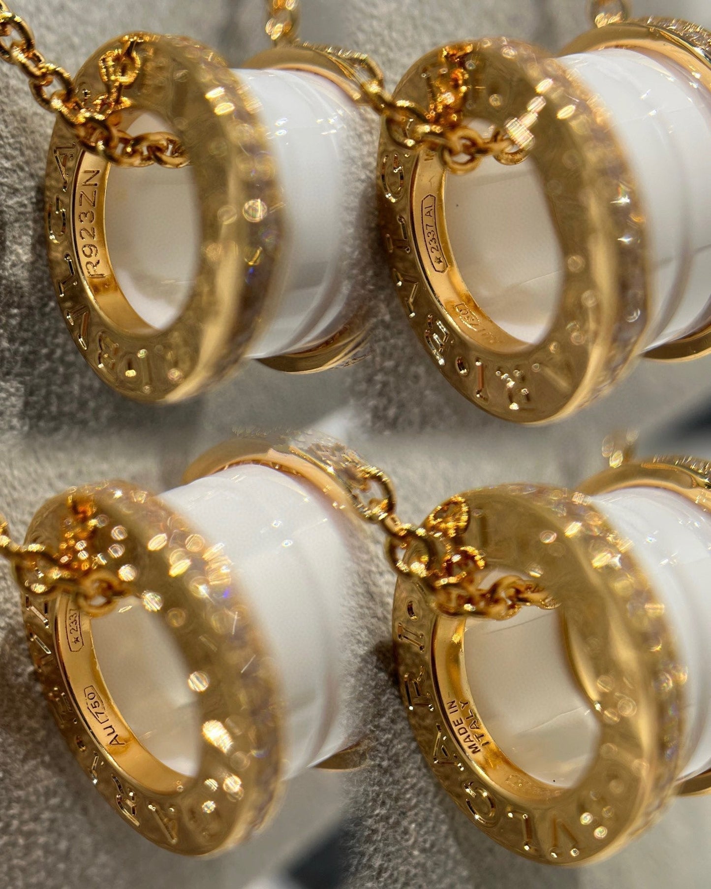 [Raffine]ZERO 1 WHITE CERAMIC DIAMOND PINK GOLD NECKLACE