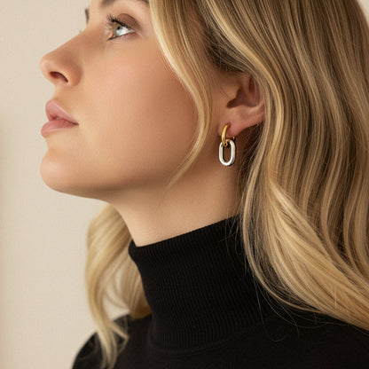 [Raffine]Pippa Two Tone Double Hoops